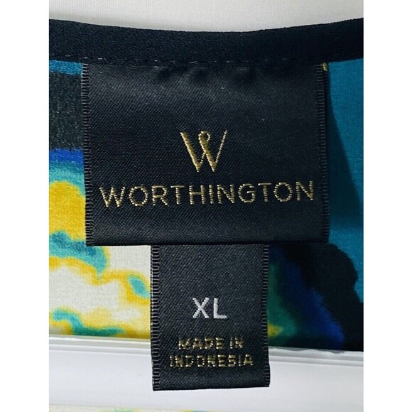 Worthington Ladies Sleeveless Top Size XL Polyester Pleated Buttons Front - Picture 3 of 3